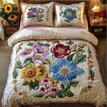 Cotton Super King Flat,108 * 108 400 TC Floral 1 Bedsheet with 2 Pillow Covers (Multicolor), Quilted Print.