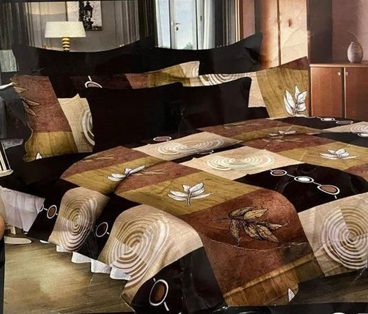 Comfort Shoppy 280 TC Cotton King, Super King, Double Abstract Flat Bedsheet  (Pack of 1, Dark Brown, Light Brown)