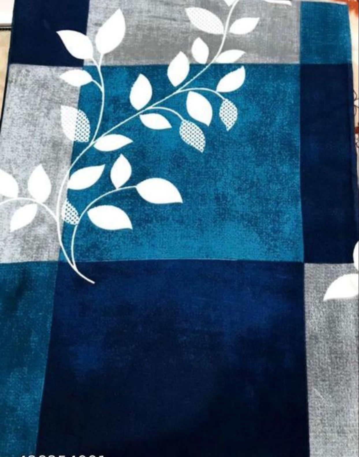 Comfort Shoppy 350 TC Cotton Super King, King Floral Flat Bedsheet  (Pack of 1, Blue base, Grey, White)