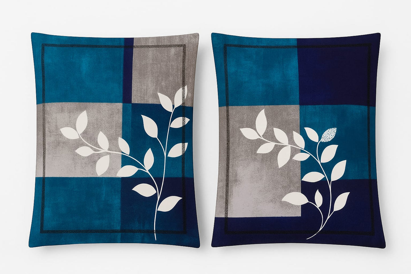 Comfort Shoppy Cotton Pillows Cover  (45 cm*71 cm, Pack of 2, Dark Blue, Grey, White)