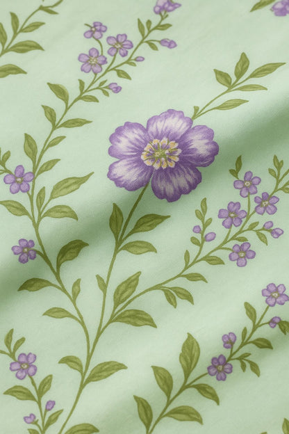 Comfort Shoppy Cotton Super King, Double, King Flat 350 TC Floral Bedsheet  (Pack of 1, Green, Golden)