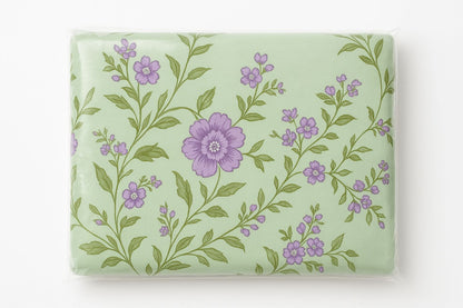 Comfort Shoppy Cotton Super King, Double, King Flat 350 TC Floral Bedsheet  (Pack of 1, Green, Golden)