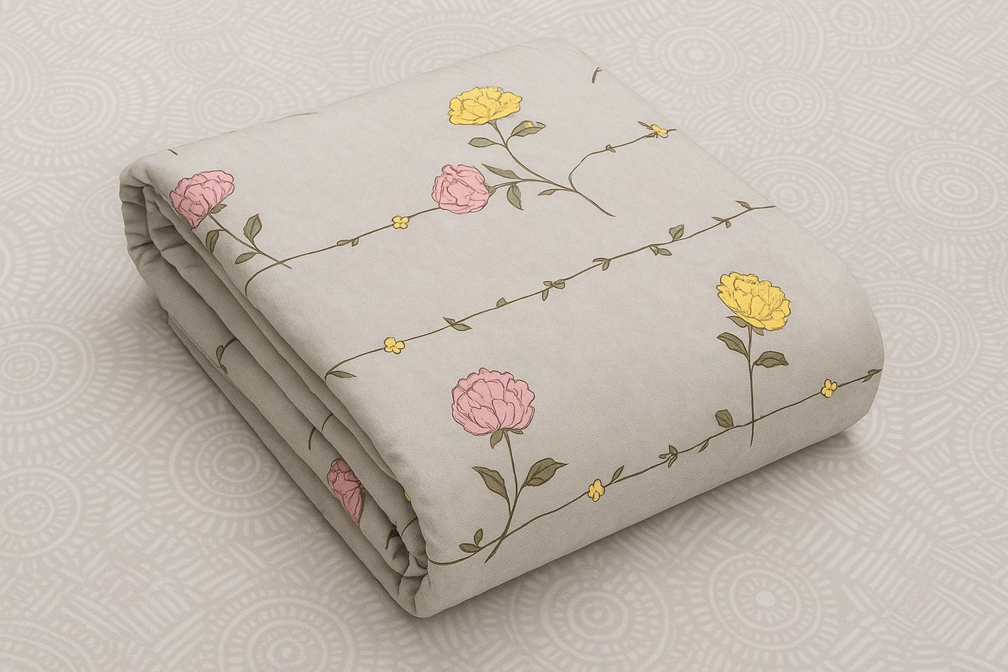 Comfort Shoppy Floral Single Comforter for AC Room  (Cotton, Beige, Grey, Yellow, Pink)