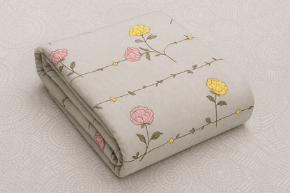 Comfort Shoppy Floral Single Comforter for AC Room  (Cotton, Beige, Grey, Yellow, Pink)