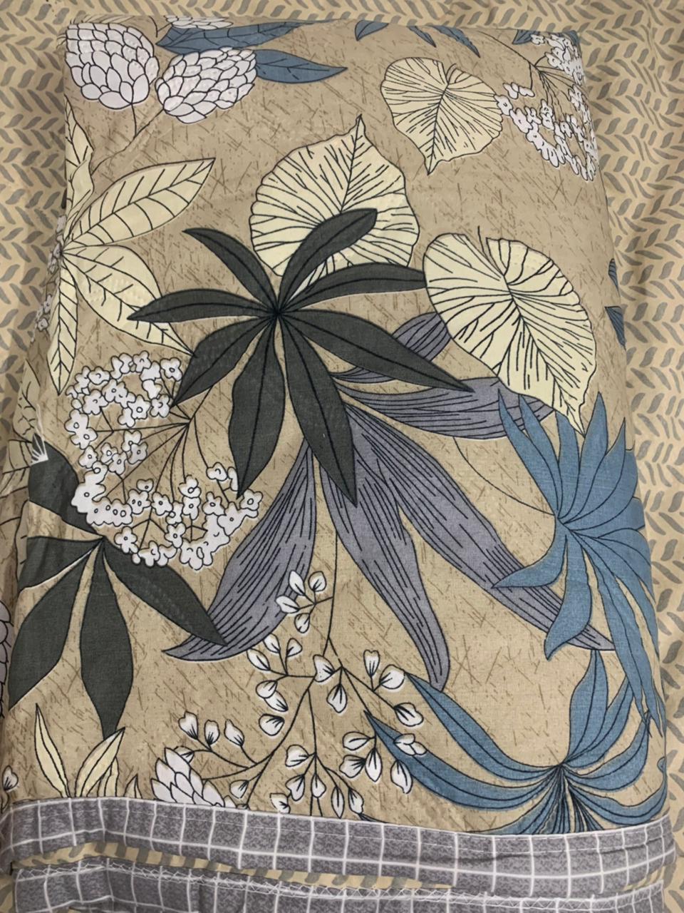 Comfort Shoppy Printed Single Comforter for Mild Winter  (Cotton, Beige, Green floral)