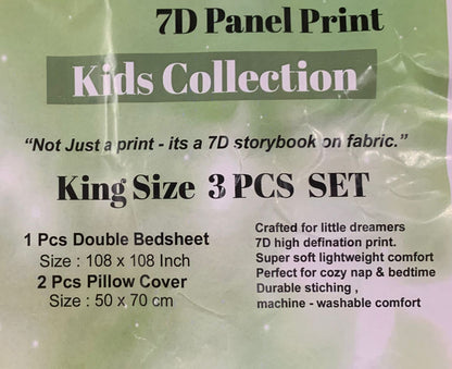 Comfort Shoppy Cotton King Flat 400 TC Cartoon 7D Digital Print Bedsheet  (Pack of 1, White, Brown)
