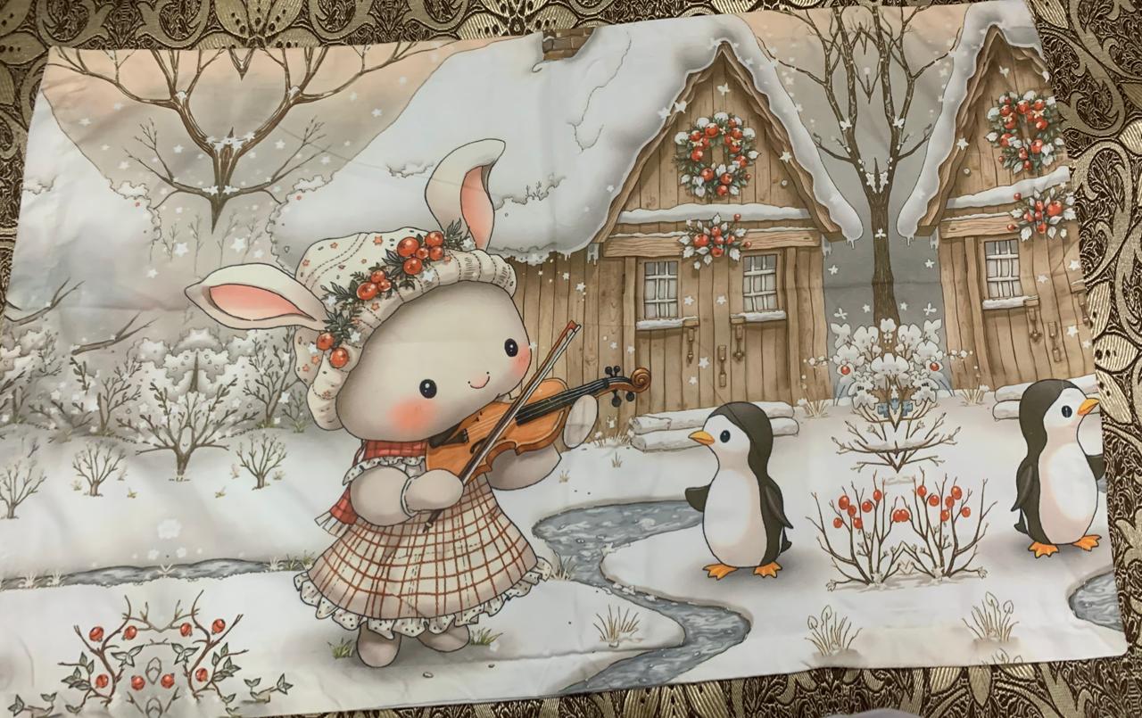 Comfort Shoppy Cotton King Flat 400 TC Cartoon 7D Digital Print Bedsheet  (Pack of 1, White, Brown)