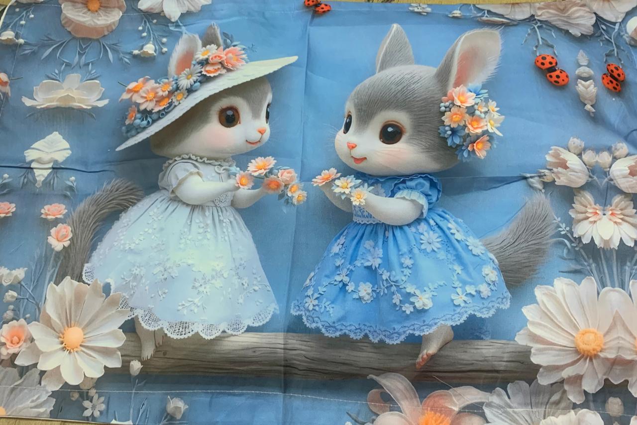 Comfort Shoppy Cotton King Flat 400 TC Cartoon 7D Digital Print Bedsheet  (Pack of 1, Blue, White, Pink)