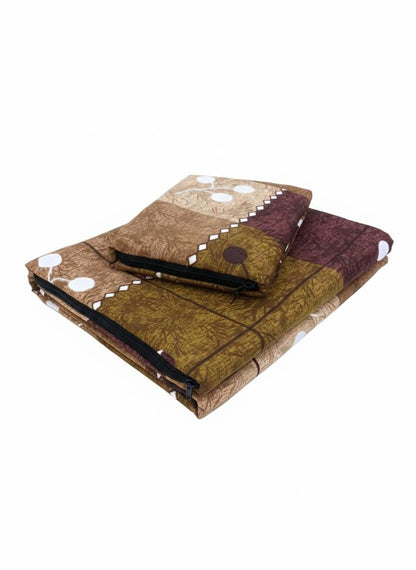 Comfort Shoppy Single Size Zippered Cotton Stretchable Mattress Cover (Brown, Beige, Green)