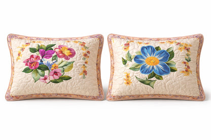 Cotton Super King Flat,108 * 108 400 TC Floral 1 Bedsheet with 2 Pillow Covers (Multicolor), Quilted Print.
