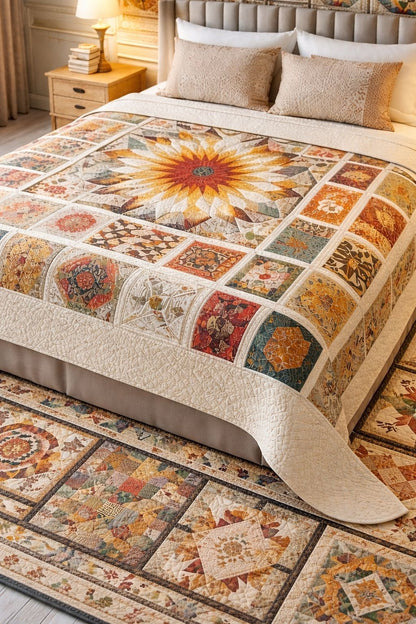 Cotton Super King, 108 * 108 Flat 400 TC Floral 1 Bedsheet with 2 Pillow Covers (Multicolor), Quilted Print