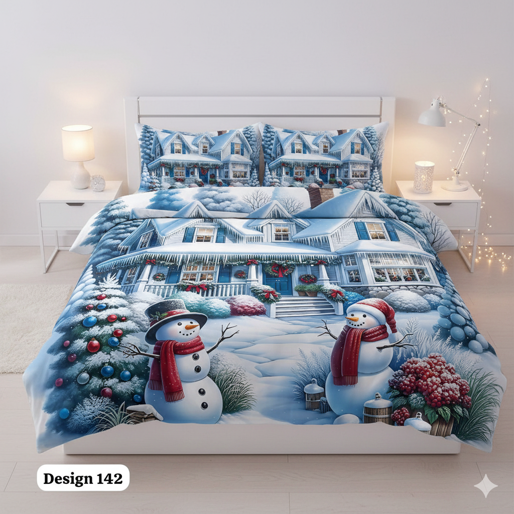 Comfort Shoppy Cotton Super King Flat 400 TC 7D Digital Bedsheet  (Pack of 1, White, Blue)