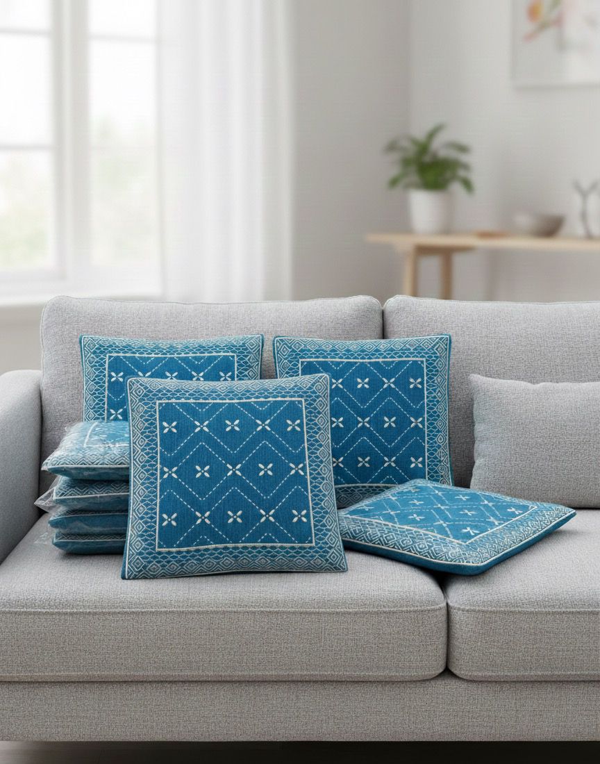 Comfort Shoppy Velvet Cushions Cover  (40 cm*40 cm, Pack of 5, Blue)