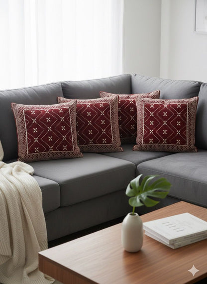 Comfort Shoppy Velvet Cushions Cover  (40 cm*40 cm, Maroon)