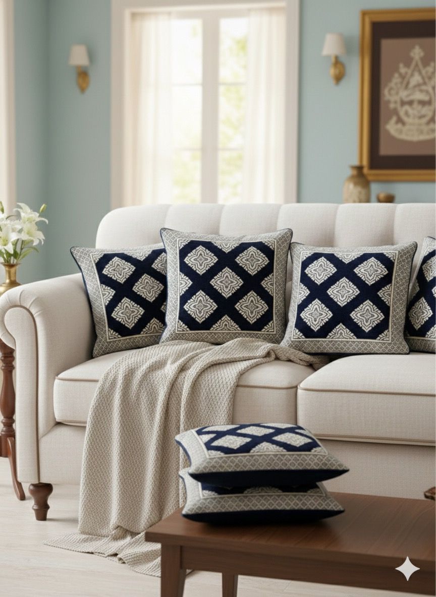 Comfort Shoppy Velvet Cushions Cover  (40 cm*40 cm, Pack of 5, Dark Blue)