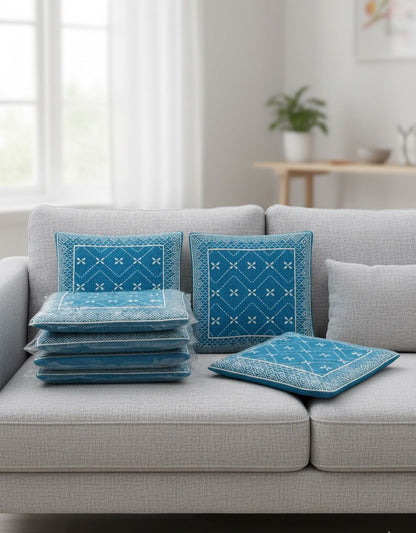 Comfort Shoppy Velvet Cushions Cover  (40 cm*40 cm, Pack of 5, Blue)