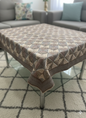 Comfort Shoppy Velvet 6 Seater Geometric Table Cover  (White, Brown)