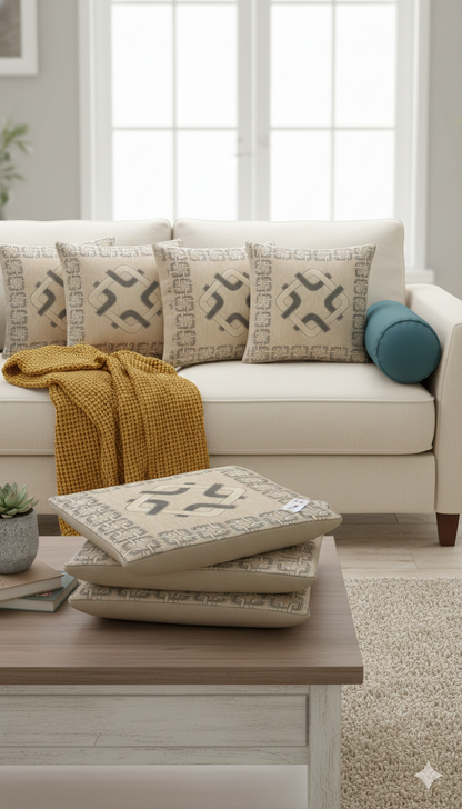 Comfort Shoppy Velvet Cushions Cover  (40 cm*40 cm, Pack of 5, Gold, Cream)
