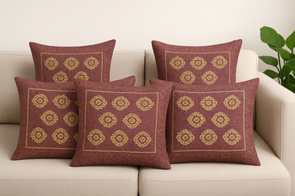 Comfort Shoppy Velvet Cushions Cover  (40 cm*40 cm, Pack of 5, Gold, Pink)