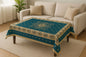 Comfort Shoppy Velvet 6 Seater Embroidered Table Cover  (Green, teal)