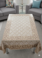 Comfort Shoppy Velvet 6 Seater Geometric Table Cover  (off white, Golden)