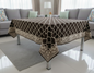 Comfort Shoppy Velvet 6 Seater Geometric Table Cover  (Brown, Golden)