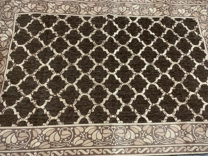 Comfort Shoppy Velvet 6 Seater Geometric Table Cover  (Brown, Golden)