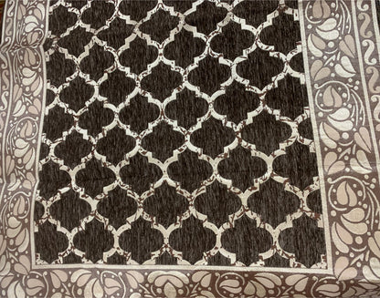 Comfort Shoppy Velvet 6 Seater Geometric Table Cover  (Brown, Golden)